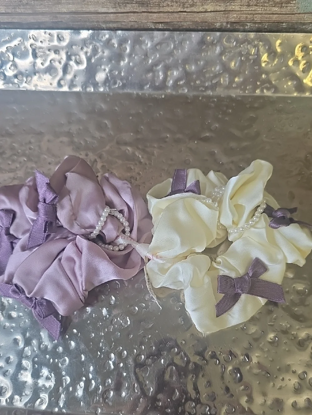 Simply Southern Lavender and Cream Flower Pearl Hair Accessory Set, NWT